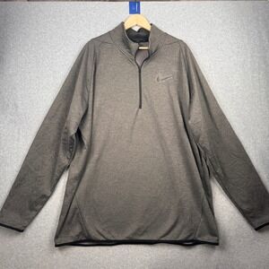 Nike Pullover‎ Mens 3XLT Gray Dri-FIT Quarter Zip Heathered Fleece Lined Top